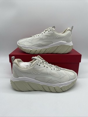HUGO Herren Sneaker Freizeit Sneaker mit Logo Xeno Runn Off White UK 8 EU 42