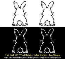 Bunny Rabbit Tail 2 Pack of 5" Vinyl Decals Vehicles Windows Laptop Door Bumper