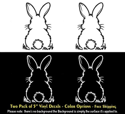 SIGNAGE CAFE Bunny Rabbit Tail 2 Pack of 5" Vinyl Decals Vehicles Windows Laptop Door Bumper