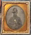 Civil War 1/6 Tintype Photo of a Union Infantry Soldier Wearing his Hardee Hat