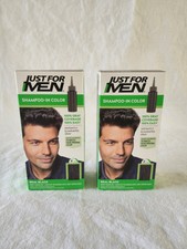 Just for Men H-55 Real Black Hair Color Shampoo in 2 Pack Green Box