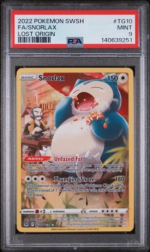 2022 POKEMON SWORD & SHIELD LOST ORIGIN #TG10 FULL ART/SNORLAX PSA 9