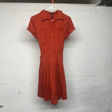 Banana Republic Women’s Small Short Sleeve Orange Dress Half Button W/ Tie