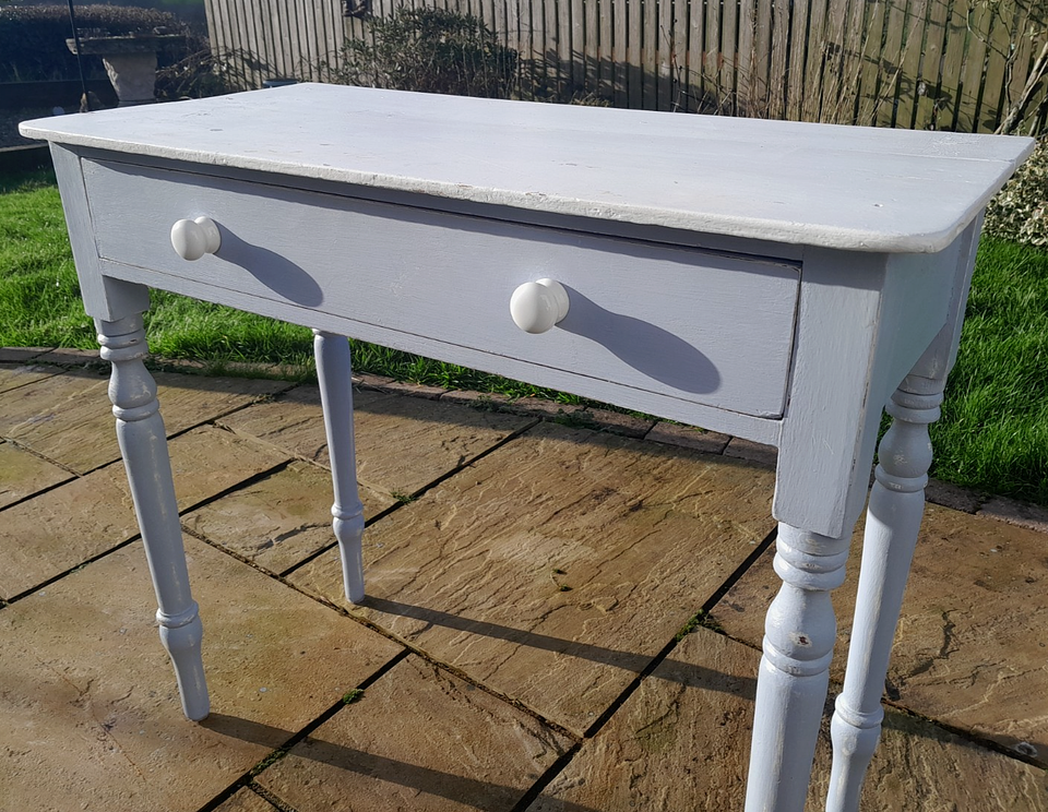 Antique Painted Pine Single Drawer Kitchen Console Table Desk Ceramic ...