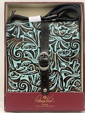 Patricia Nash Leather Venezia Pouch w/ Crossbody Strap Turquoise Tooled NIB