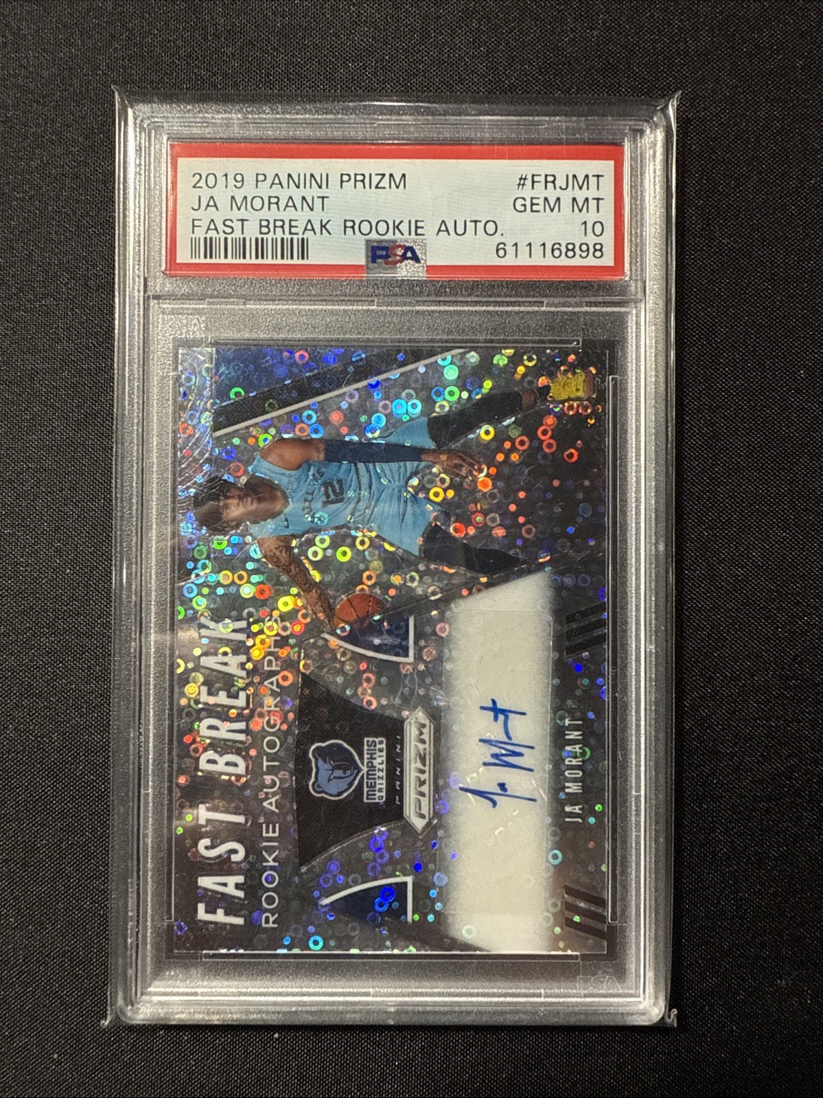 2019 Panini Prizm Ja Morant RC Auto FAST BREAK ROOKIE PSA 10 Gem Mint PRIZM