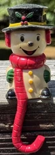 Vintage Hard Plastic Snowman Christmas Stocking Hanger 1982 Sun Hill Indus