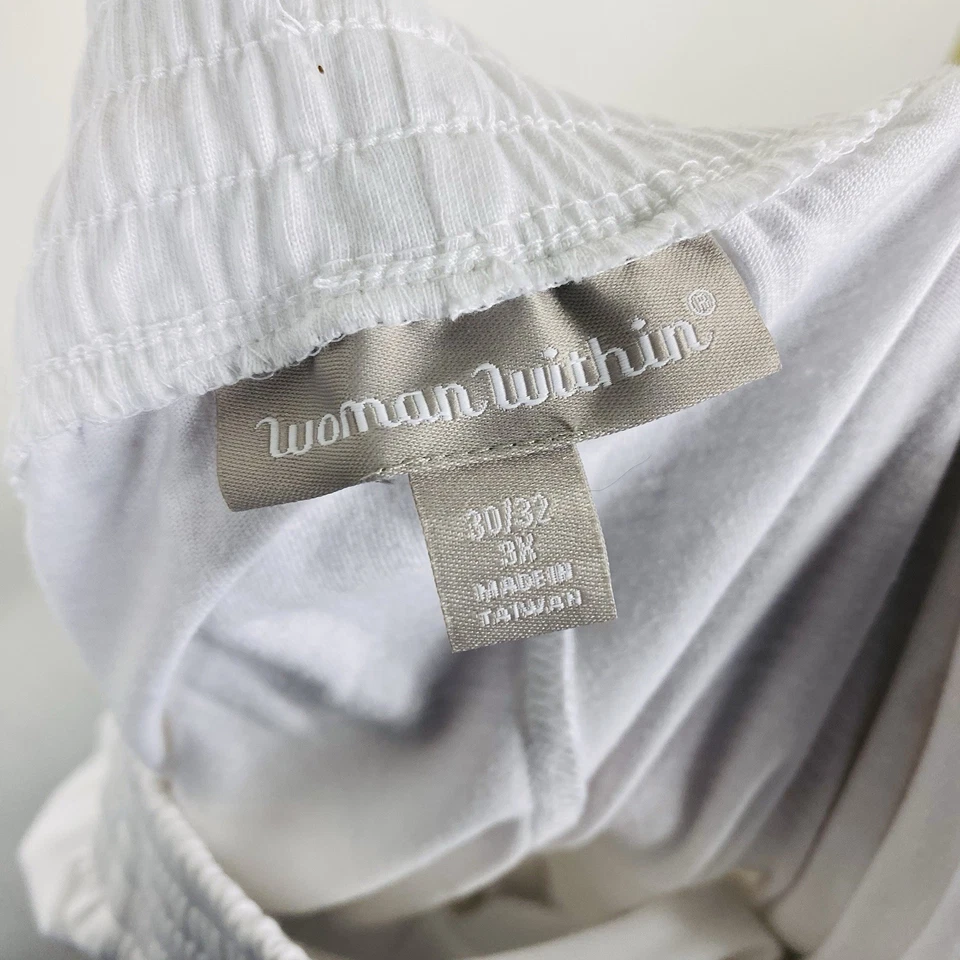 Pantalones Cortos Mujer Dentro Talla 30 32 Tejido Blanco Mezcla Algodón Bolsillos Foto 4 de 4