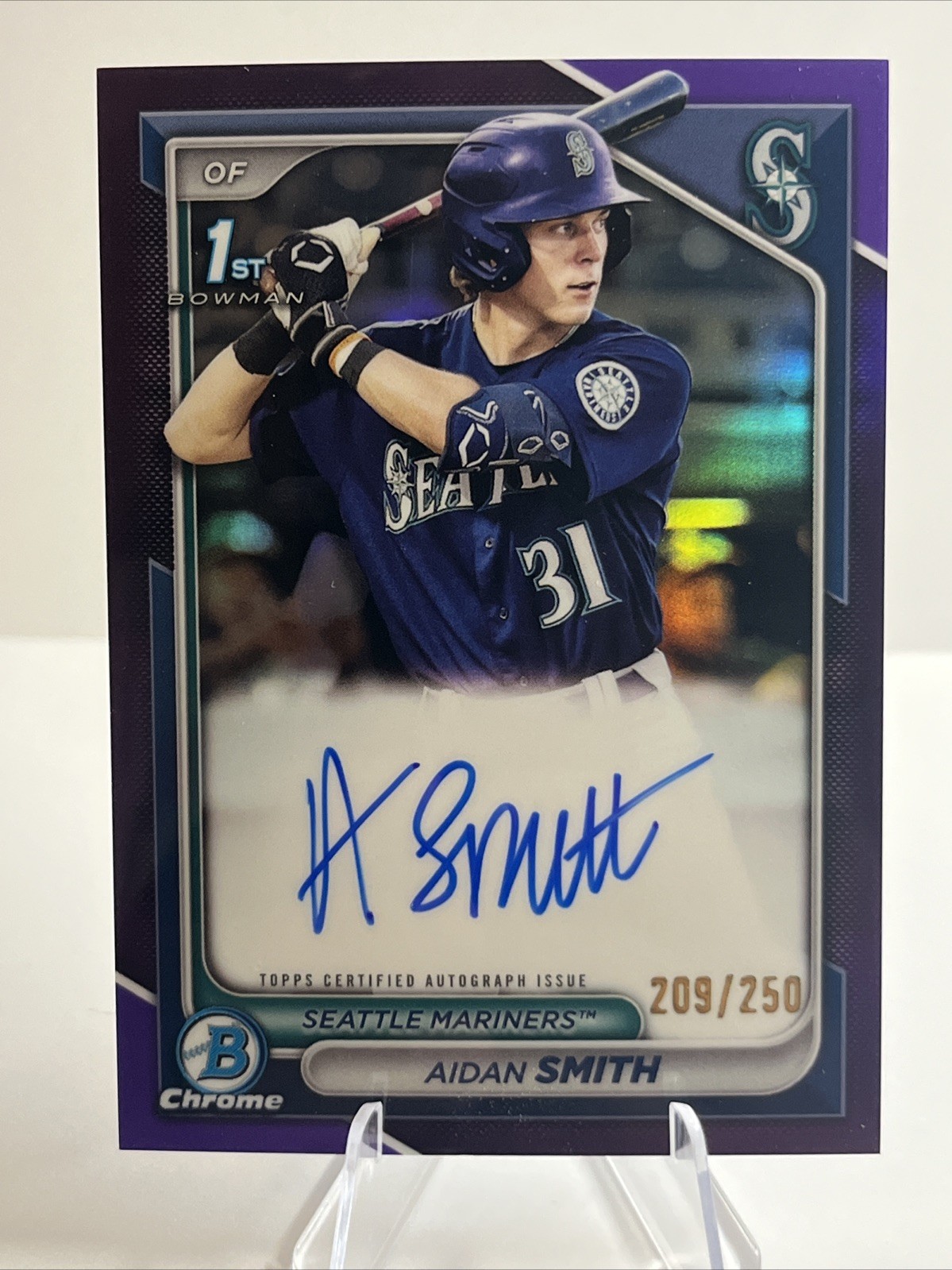 2024 Bowman Chrome Aidan Smith 1st Bowman True Purple Auto  /250 #CPA-ASM