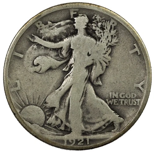 1921-P Walking Liberty Half Dollar 50c VG+ Better Early Date