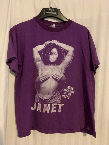 ace american apparel corp shirt 01447 purple janet j Vintage vintage concert t-shirt, vintage, single stitch, B+ condition