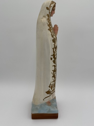 Statuaria cattolica vintage 18,5" C.S.C. Statua Nostra Signora di Fatima in gesso - Foto 7 di 8