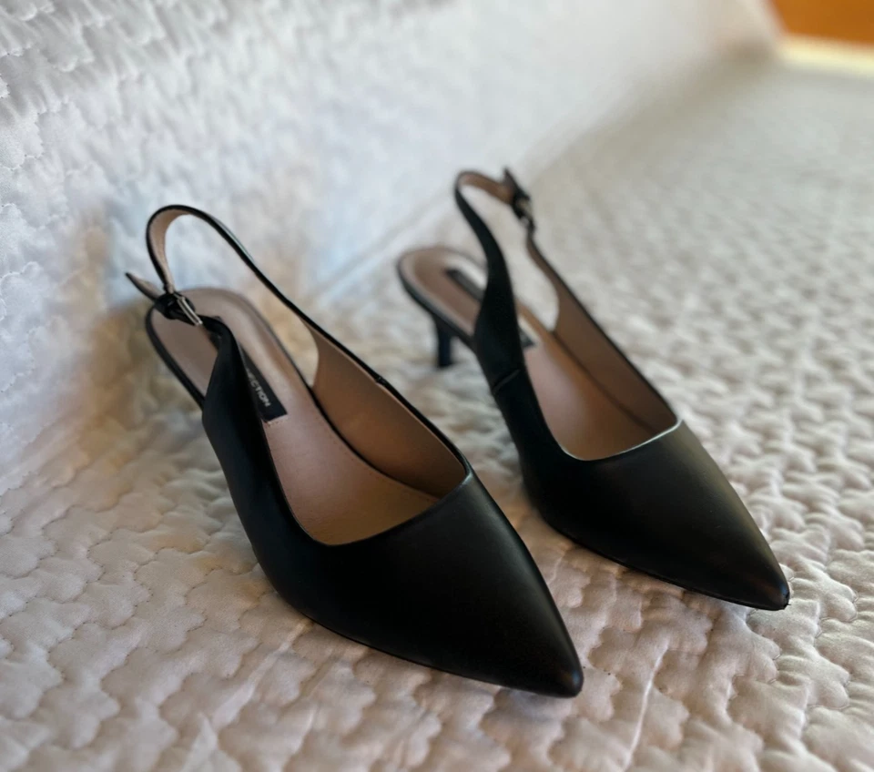 Tacones French Connection negros con cordones talla 7 para mujer punta puntiaguda Foto 2 de 4