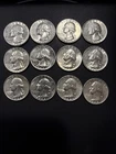 1964 Silver Quarters 90% Pure Lot of 12 Coins.  Over 2 Ounces Of Silver. ￼