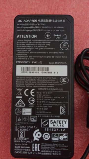 For AOC MSI 20V2.25A monitor power adapter ADPC2045 YV8343