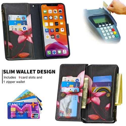 For iPhone 16E SE 2025 Cute Pattern Zipper Leather Flip Wallet Card Case Cover - Picture 26 of 44