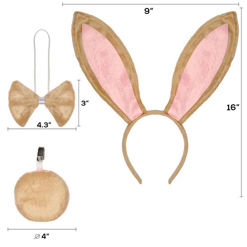 Kit de diadema para orejas de conejo divertido - Orejas de conejo de Pascua de empuje suave cola - Imagen 8 de 8