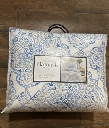 New Charter Club Damask Designs Coastal Medallion Full Queen Comforter Set 3pc - Picture 2 of 5