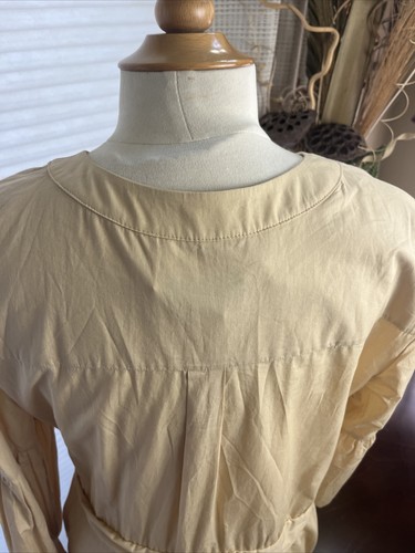 Anthropologie Maeve Oatmeal Cream  Color Long Midi 3/4 Puff Sleeve Dress Sz 16 - Picture 9 of 24