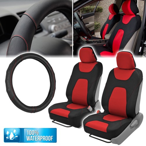 Armrest Compatible Sideless Car Seat Covers & Steering Wheel Cover