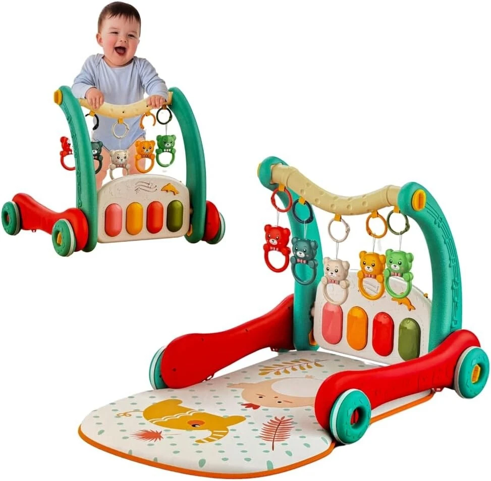 Sit-to-Stand Learning 2 in 1 Pedal Piano Baby Walker, toys for 1 year old boys