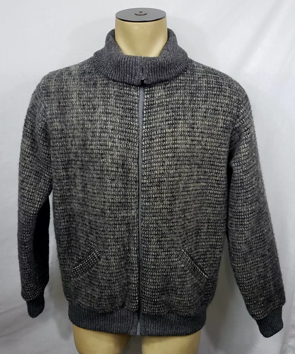 Vtg 80s Mens Marks & Spencer gray wool blend zip-up bomber jacket size 42