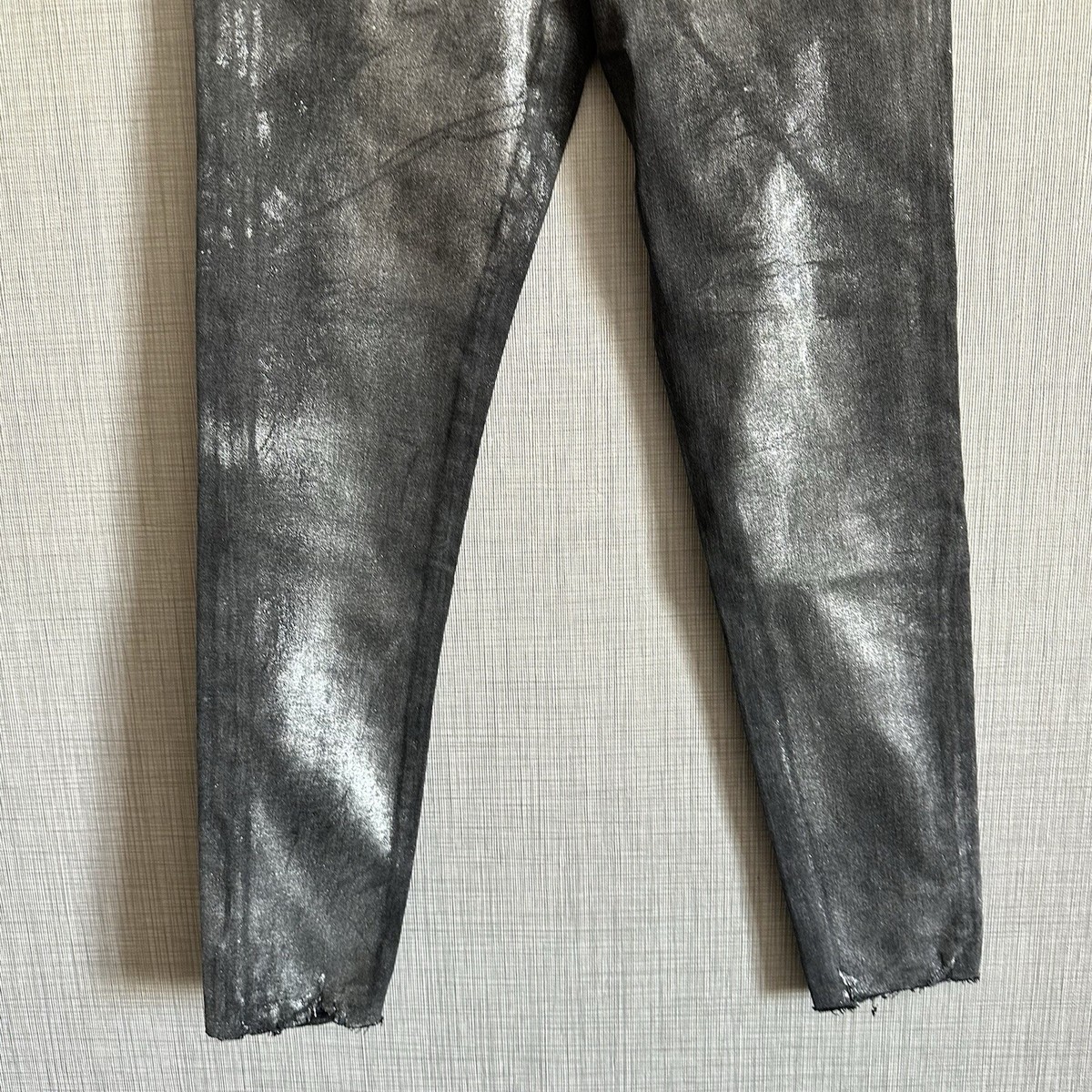 New Zara Silver Foil Metallic Mid Waist Skinny Jeans 1934/026 Size 