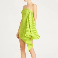 NWT Amur Kayleigh Limeade Green Strapless Pleated Mini Dress size 4 $478