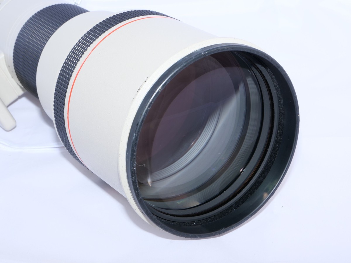 Canon FD 500mm f4.5 L telephoto Lens. Case. Hood. Caps. Canon F1n