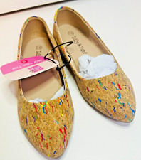 BRAND NEW IN BOX GIRLS LILY DAN TAN MULTI COLOR SPECK CORK BALLET FLATS SIZE 12