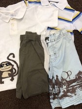 Boys Surfer Lot 2 White Polo Gymboree Monkey Surfboard OP Swim Shorts Plaid New