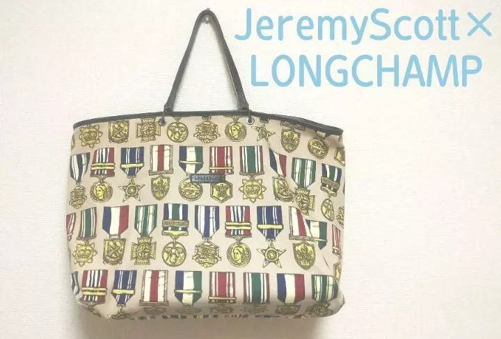 USED Designer Longchamp X Jeremy Scott Oce Medal Print Women s Tote Bag