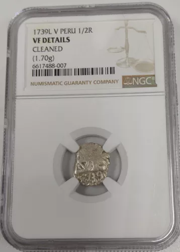 1739 L.V PERU 1/2 REAL,  VF DETAILS GRADED BY NGC!