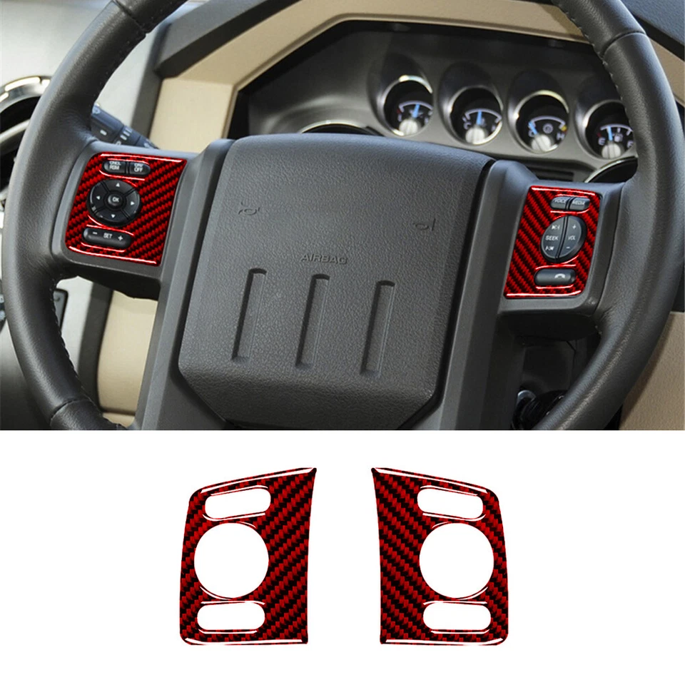 Kit de cubierta interior completo de fibra de carbono roja para Ford F-250/350//550/650/750 Foto 2 de 4