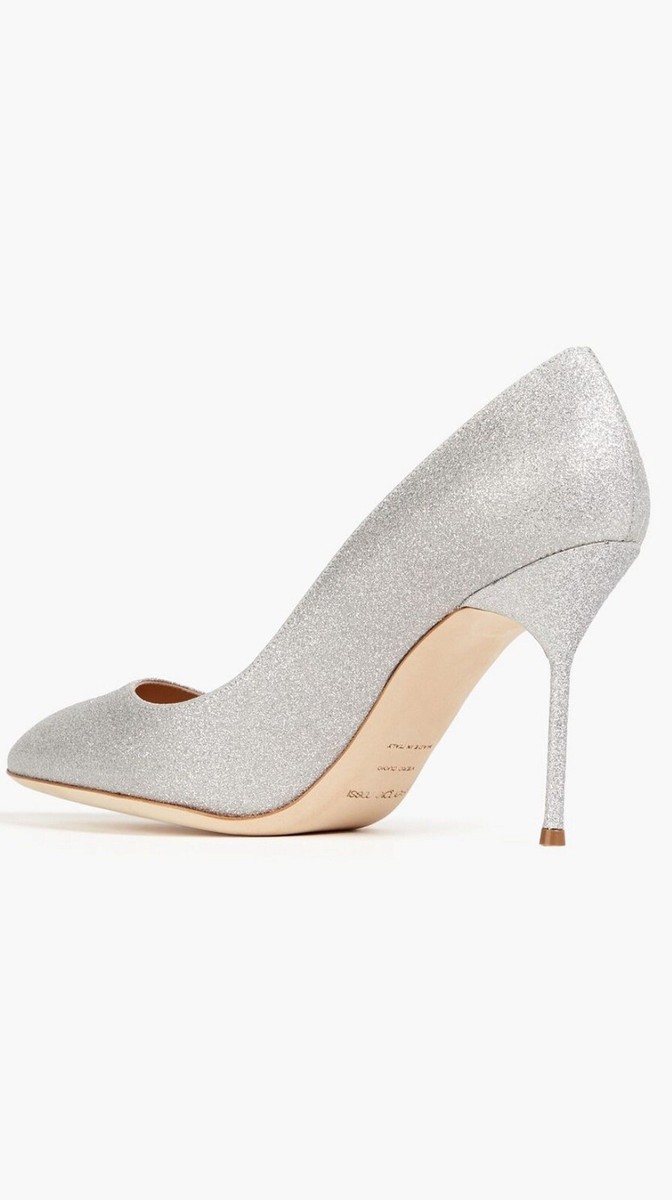 Sergio Rossi Chichi 090 Shiny Silver Leather Point Toe