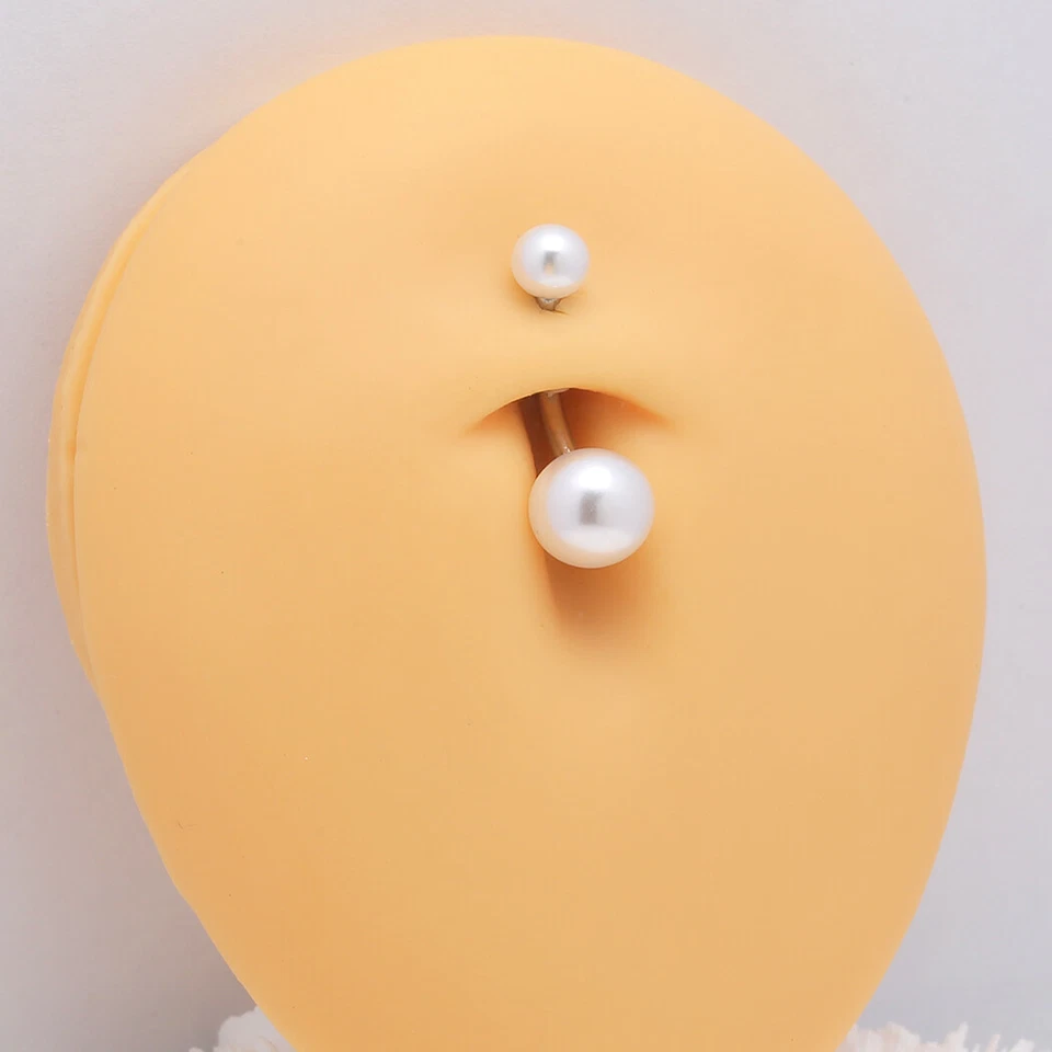 Anillos de perlas para ombligo de acero quirúrgico piercing en el ombligo 14G joyería Foto 2 de 4