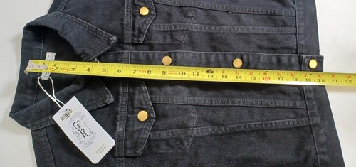 Cropped Denim Washed Women's Jean Jacket W/Pockets Brass Style Buttons, Black XL - Picture 5 of 7