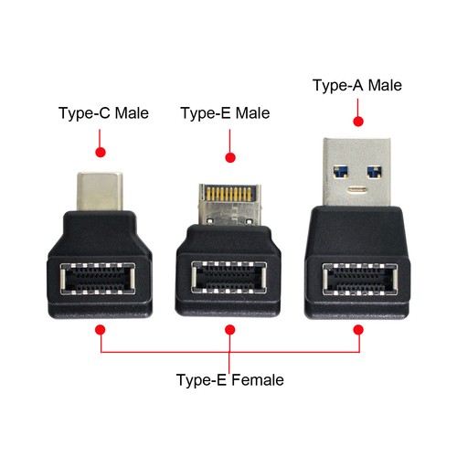 Cablecy 3pcs Header Female Type-E to Male Adapter Type-A & Type-C USB 3.1 Panel - Picture 8 of 8