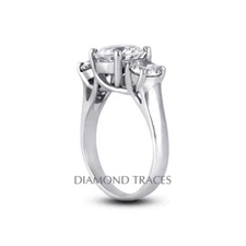 1/2ct E VS2 Round Natural Certified Diamonds 14k Gold Classic Three Stone Ring