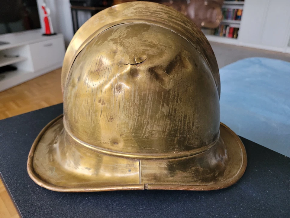 Messing Helm Glocke Feuerwehr wohl um 1910!mit Hersteller J.G. Lieb Biberach - Bild 2 von 4