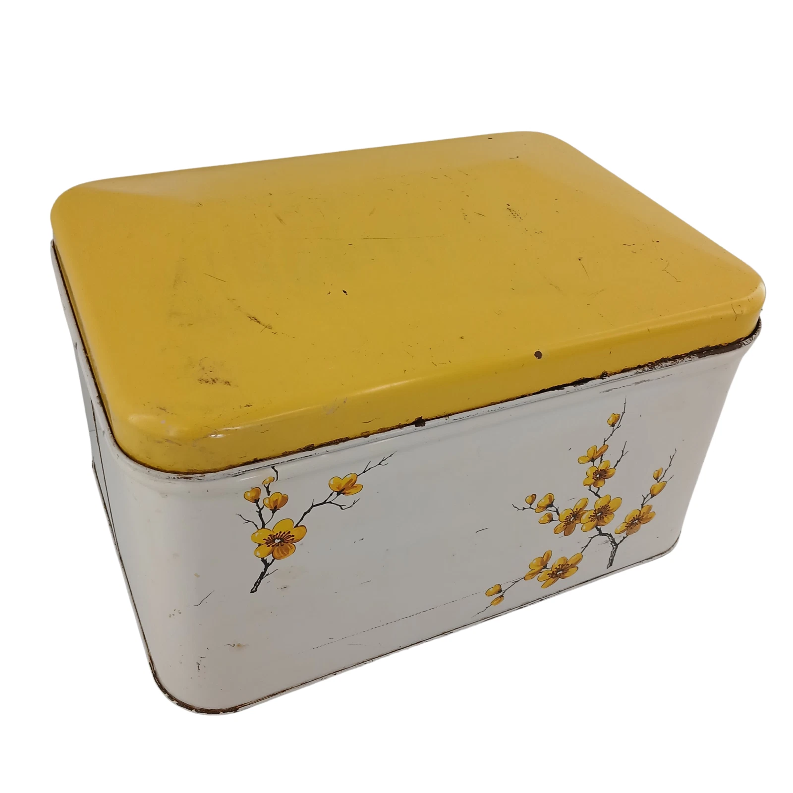 Vintage 1950s Decorware Metal Tin Bread/Cake Box Hinged Top Lid Vented Storage
Opens in a new window