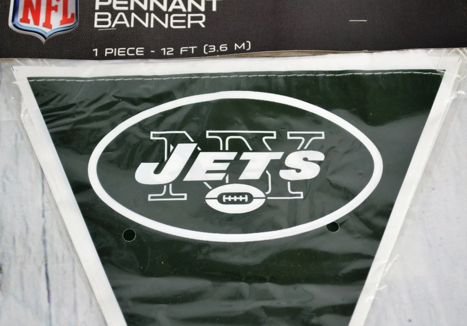 NFL New York Jets Banderín Plástico Banderín 12 Pies Fútbol Fiesta Decoración Deporte Foto 2 de 4