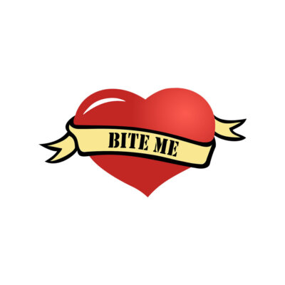 Bite me Heart Temporäres Tattoo wasserdicht verspielt schlüpfrig necken schelmisch