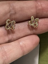 Round Cut Moissanite Love Knot Stud Earrings 14k Pure Solid Gold 1.8 G