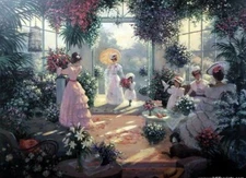 Christa Kieffer Tea in the Conservatory - 29.25"x22" Signed/Numbered
