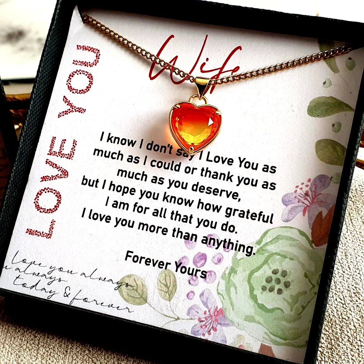 To My Wife Gifts from Husband Necklace for partner Christmas Present Birthday