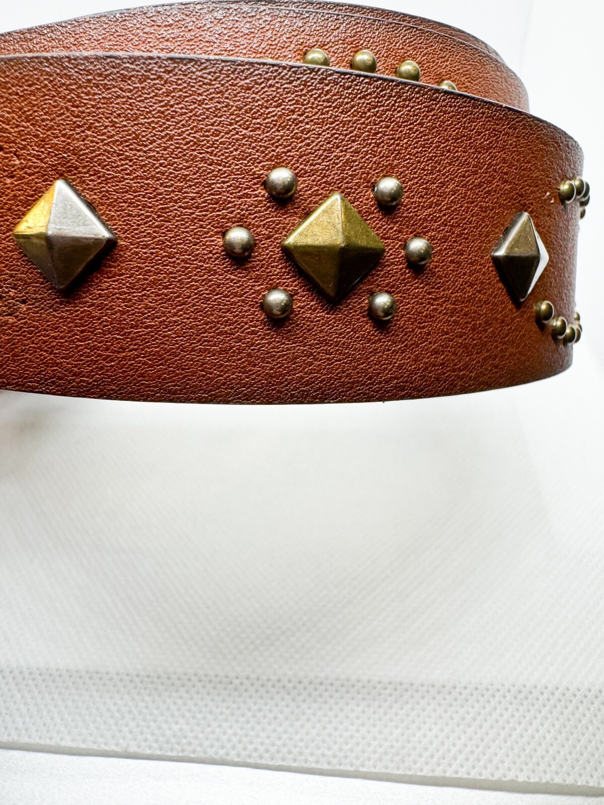 Western Brown Leather Belt Studs Silver Tone Buck… - image 6