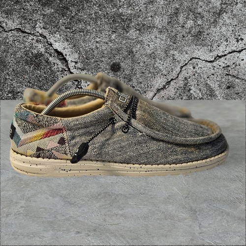 Scarpe mocassino HEY DUDE ETNO GREY da uomo 11 con motivo Wally Funk slip-on