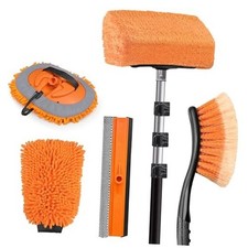 20ft Reach Car Wash Brush with Long Handle-Car Cleaning Kit with 4-12FT 4-12ft