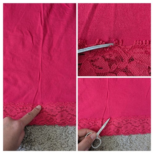 Y2K Forever 21 Babydoll Tank Top M Red-Pink Lace Cami Coquette Kawaii Barbie - Picture 6 of 8